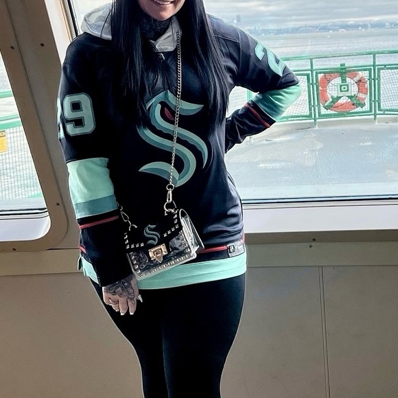 Seattle Kraken Cuce Studded Clear Crossbody Purse - Picture 2 of 5